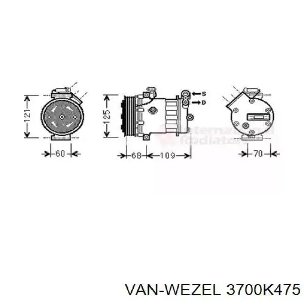 Компрессор кондиционера 3700K475 VAN Wezel