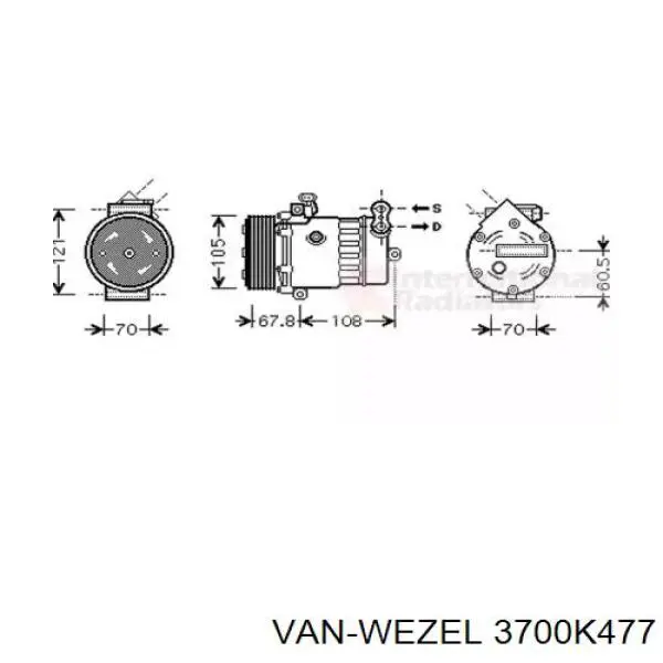 Компрессор кондиционера 3700K477 VAN Wezel