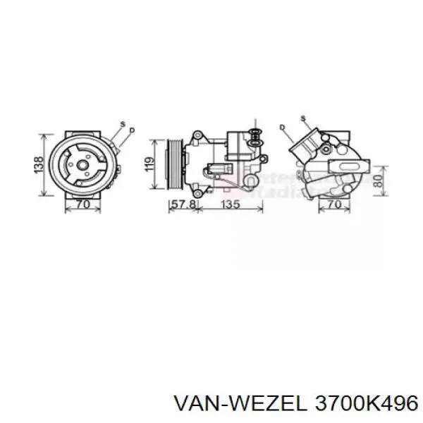 Компрессор кондиционера 3700K496 VAN Wezel