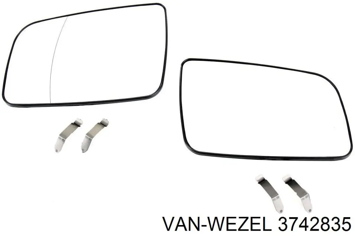 Зеркальный элемент зеркала заднего вида левого 3742835 VAN Wezel