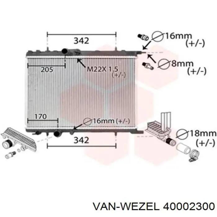 Радиатор 40002300 VAN Wezel