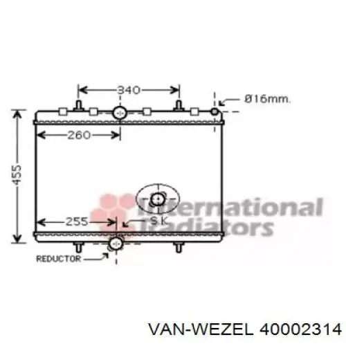 Радиатор 40002314 VAN Wezel