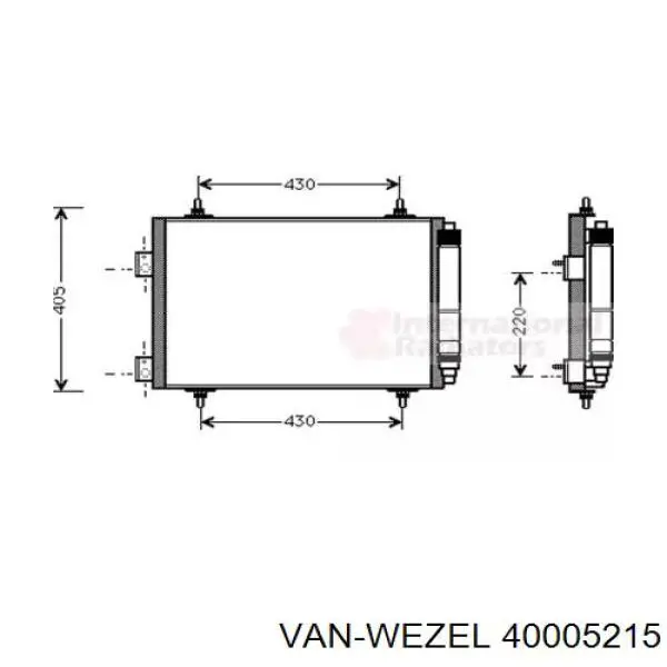 Радиатор кондиционера 40005215 VAN Wezel