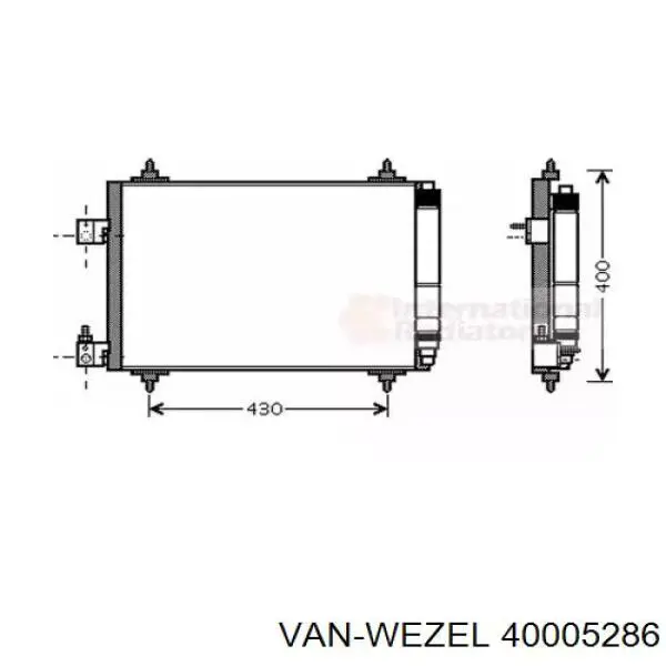 Радиатор кондиционера 40005286 VAN Wezel