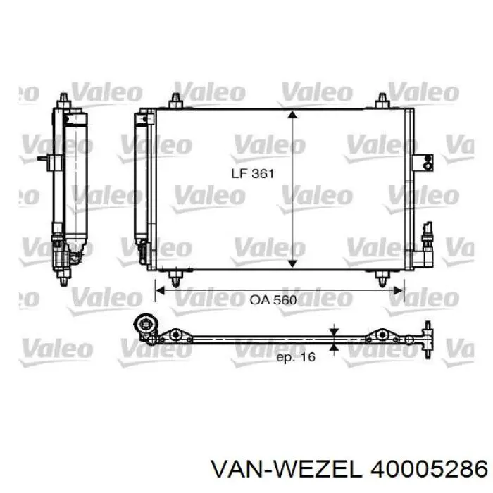 Конденсатор кондиционера VAN Wezel 40005286 цена, от 77.08 USD