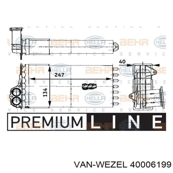 Радиатор отопителя VAN Wezel 40006199