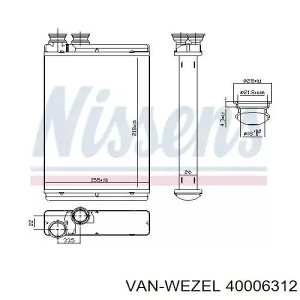 Радиатор печки 40006312 VAN Wezel