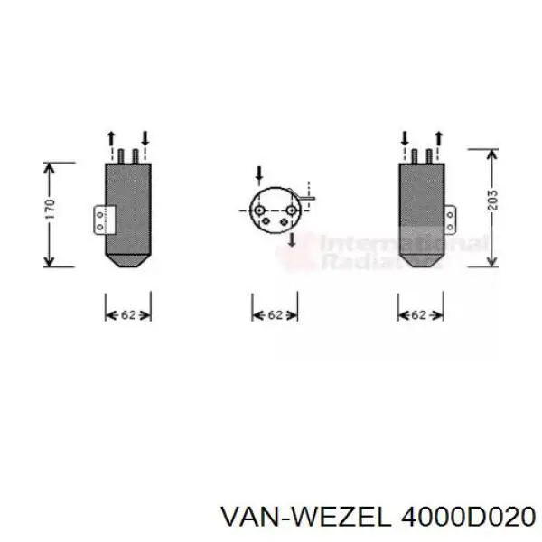 Осушитель кондиционера 4000D020 VAN Wezel