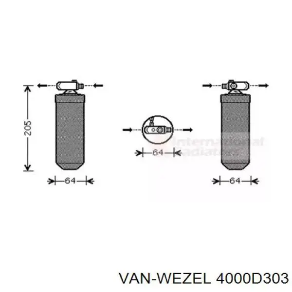 Осушитель кондиционера 4000D303 VAN Wezel