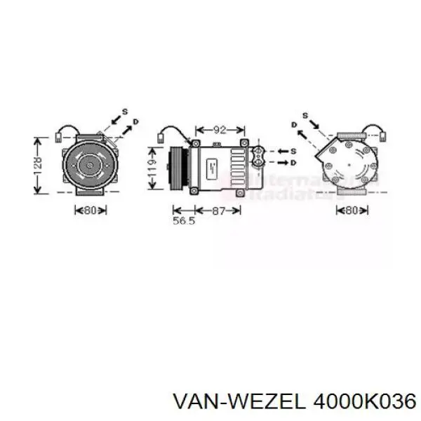 Компрессор кондиционера 4000K036 VAN Wezel