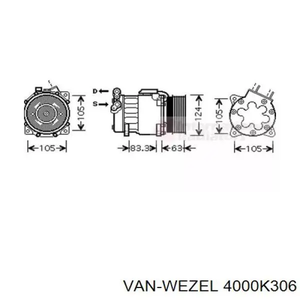 Компрессор кондиционера 4000K306 VAN Wezel