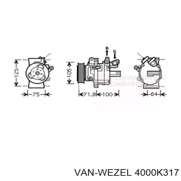 Компрессор кондиционера 4000K317 VAN Wezel