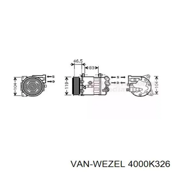 Компрессор кондиционера 4000K326 VAN Wezel