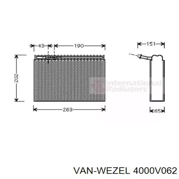 Испаритель кондиционера 4000V062 VAN Wezel