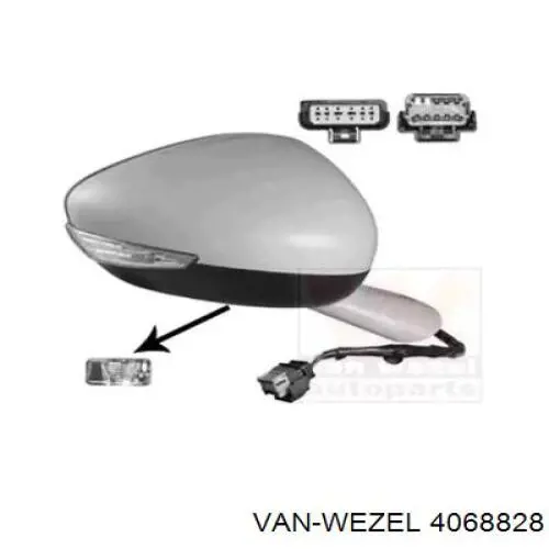 Правое боковое зеркало 4068828 VAN Wezel