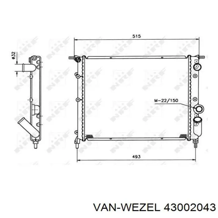 Радиатор 43002043 VAN Wezel