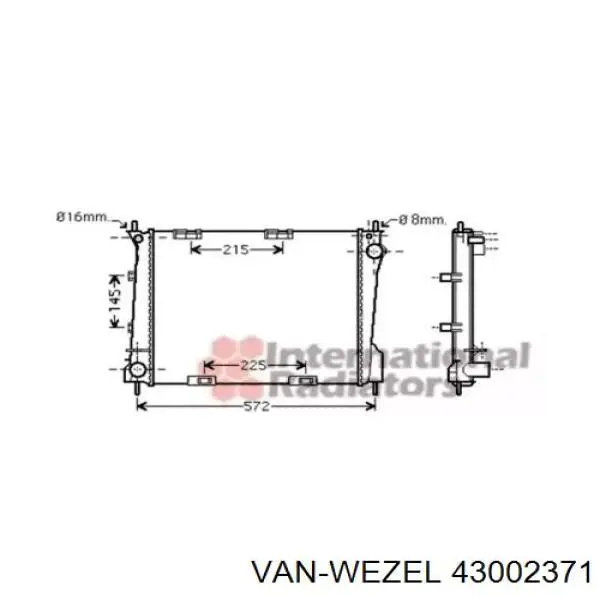 Радиатор 43002371 VAN Wezel