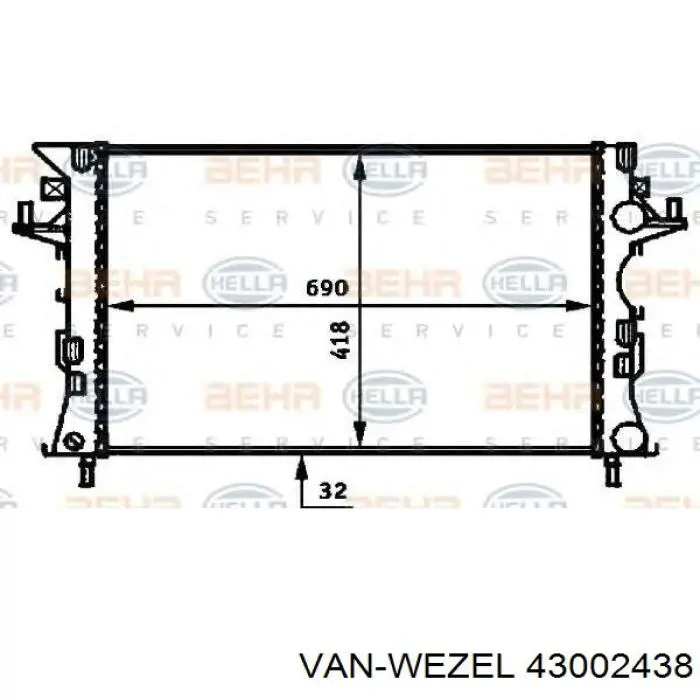 Купить 43002438 VAN Wezel Радиатор водяной