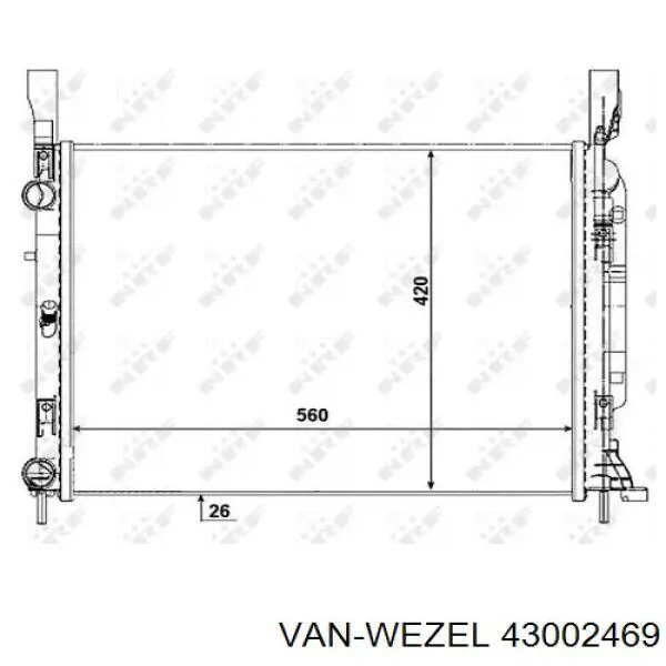 Радиатор охлаждения двигателя VAN Wezel 43002469 цена, от 71.05 USD