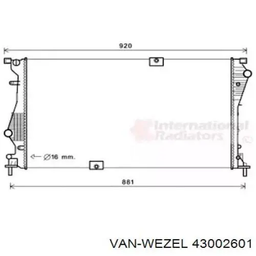 Радиатор 43002601 VAN Wezel