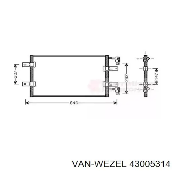 Радиатор кондиционера 43005314 VAN Wezel