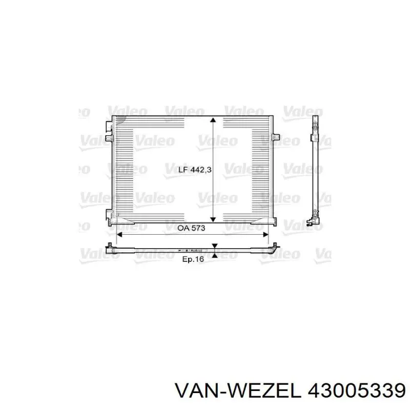 Радиатор охлаждения кондиционера VAN Wezel 43005339