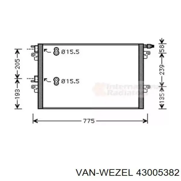 Конденсатор кондиционера VAN Wezel 43005382 цена, от 72.33 USD
