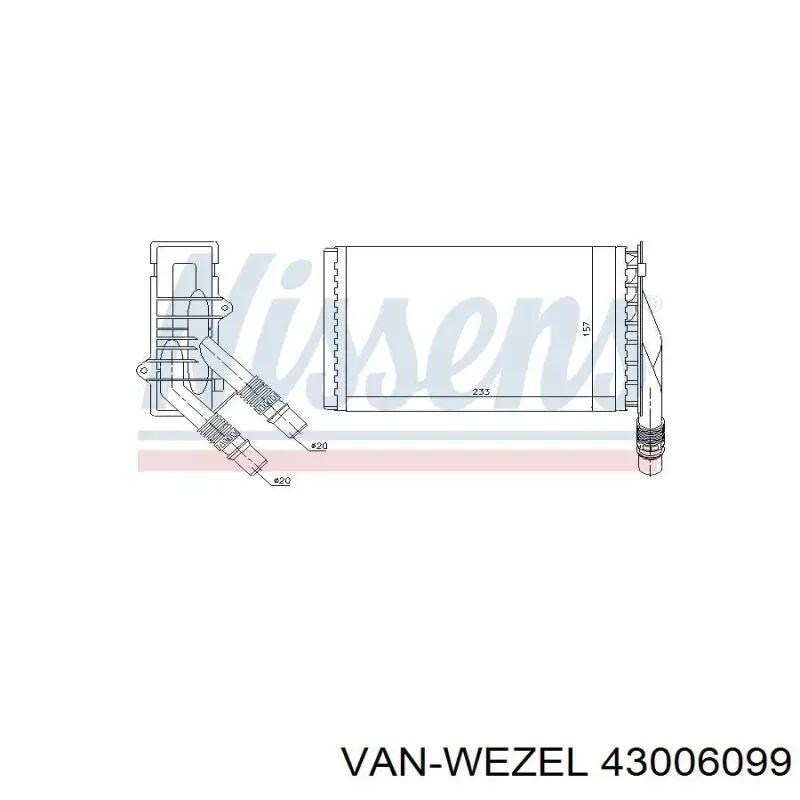 43006099 VAN Wezel Радиатор отопителя салона