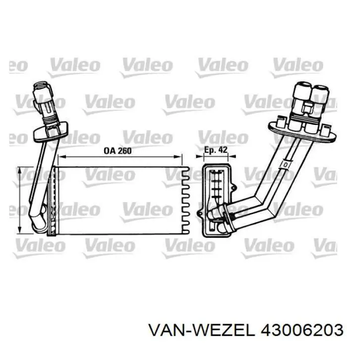 Купить 43006203 VAN Wezel Радиатор печки