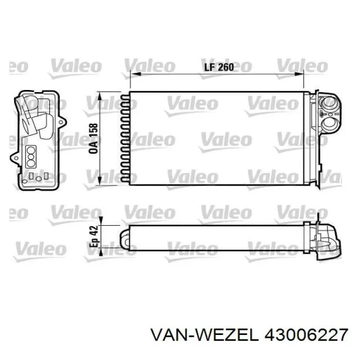 Радиатор отопителя VAN Wezel 43006227