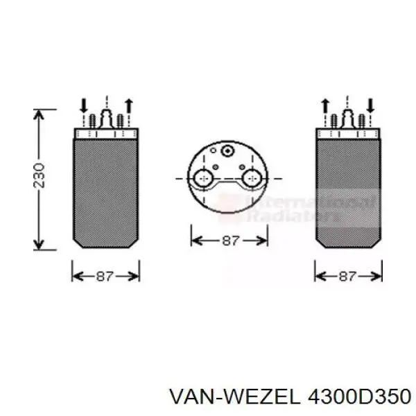 Осушитель кондиционера 4300D350 VAN Wezel