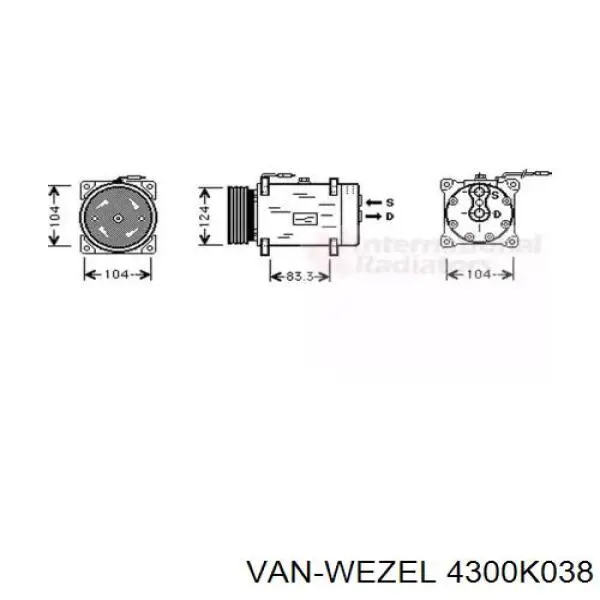 Компрессор кондиционера 4300K038 VAN Wezel