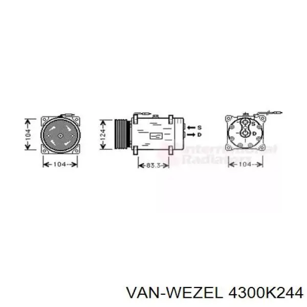 Компрессор кондиционера 4300K244 VAN Wezel