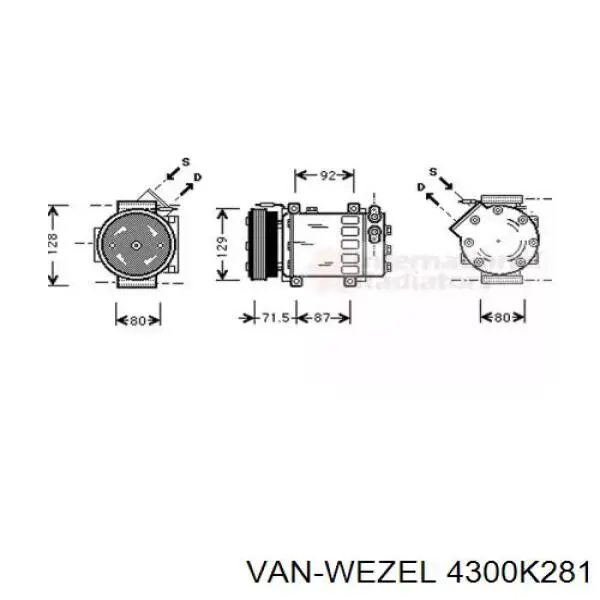 Компрессор кондиционера 4300K281 VAN Wezel