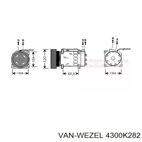 Компрессор кондиционера 4300K282 VAN Wezel