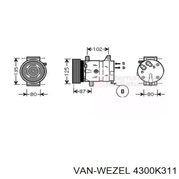 Компрессор кондиционера 4300K311 VAN Wezel