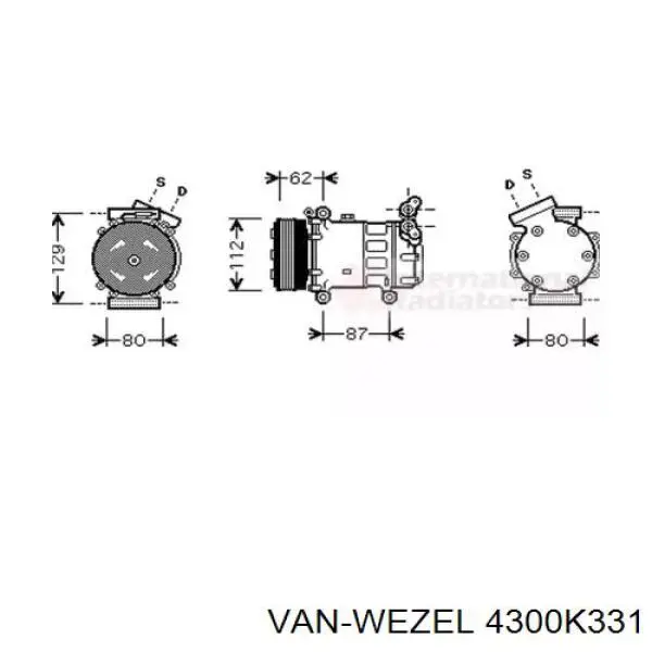 Компрессор кондиционера 4300K331 VAN Wezel