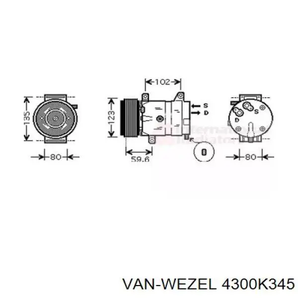 Компрессор кондиционера 4300K345 VAN Wezel