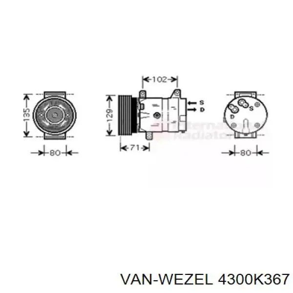 Компрессор кондиционера 4300K367 VAN Wezel