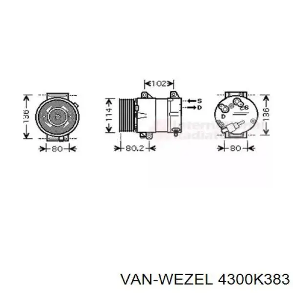 Компрессор кондиционера 4300K383 VAN Wezel