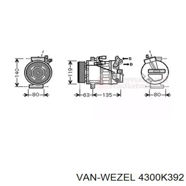 Компрессор кондиционера 4300K392 VAN Wezel