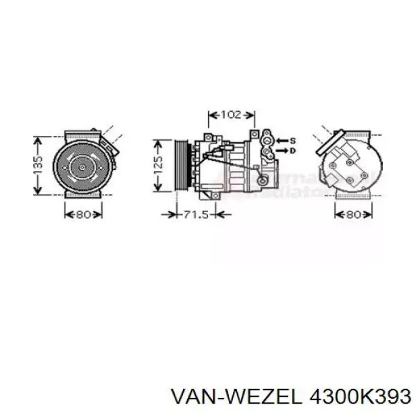 Компрессор кондиционера 4300K393 VAN Wezel