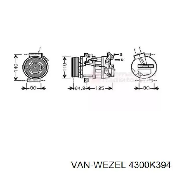 Компрессор кондиционера 4300K394 VAN Wezel