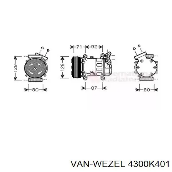 Компрессор кондиционера 4300K401 VAN Wezel