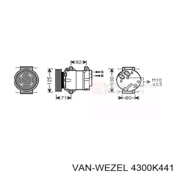 Компрессор кондиционера 4300K441 VAN Wezel