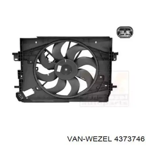 4373746 VAN Wezel difusor do radiador de esfriamento, montado com motor e roda de aletas