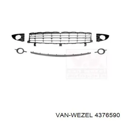 Решетка бампера переднего центральная 4376590 VAN Wezel