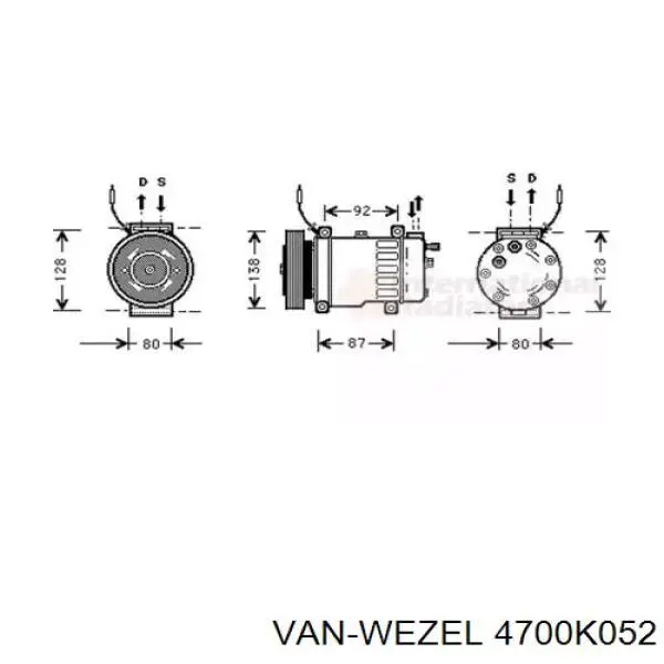 Компрессор кондиционера 4700K052 VAN Wezel