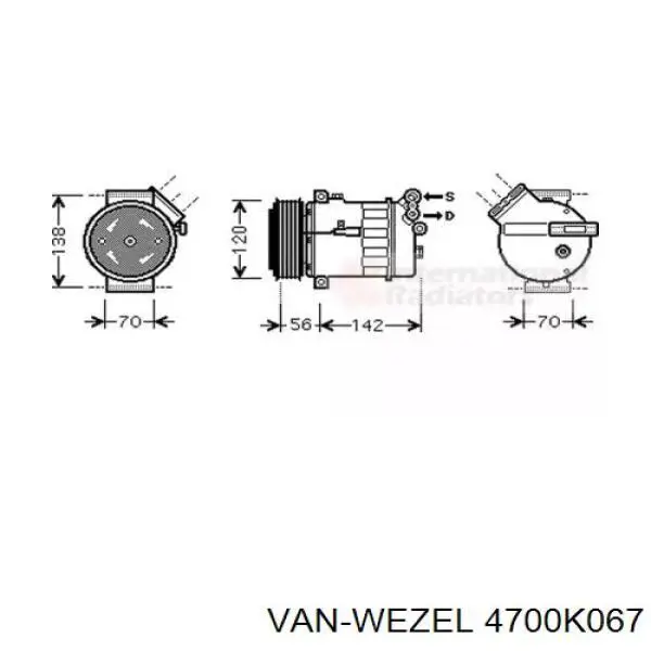 Компрессор кондиционера 4700K067 VAN Wezel