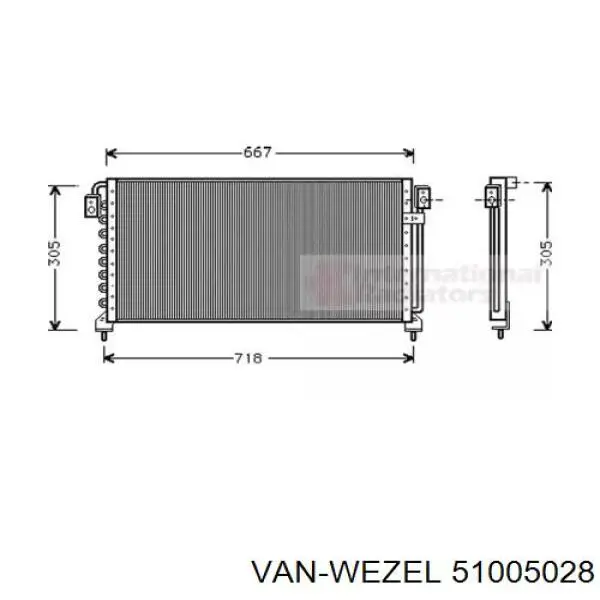 Радиатор кондиционера 51005028 VAN Wezel